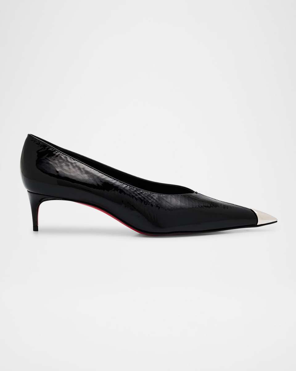 Katissima Metal Cap-Toe Leather Pumps